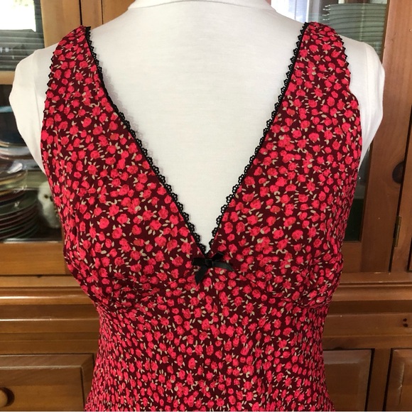 NWT Wild Fable Red Floral V-Neck Sleeveless Slip Dress - Picture 3 of 4